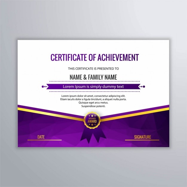 Modern diploma in purple color