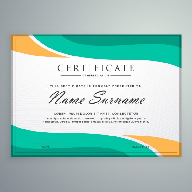 Free vector modern diploma with wavy shapes