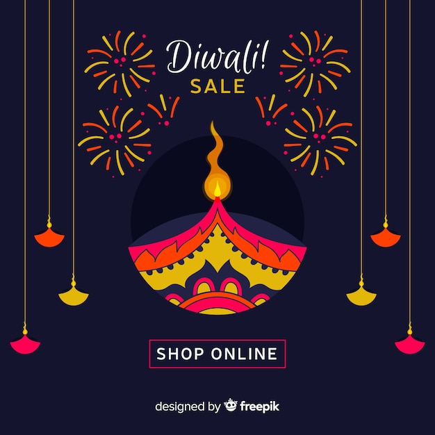 Composizione di vendita moderna diwali con design piatto