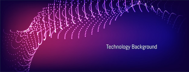 Free vector modern dotted wavy particles technology background