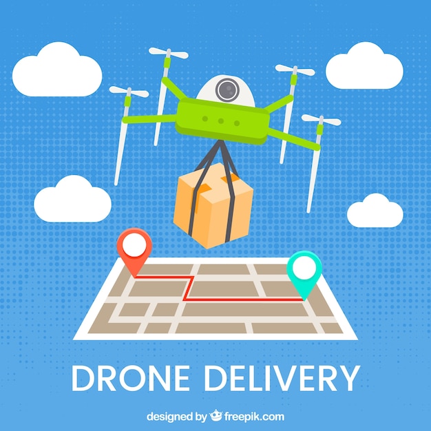 Free vector modern drone delivery concept