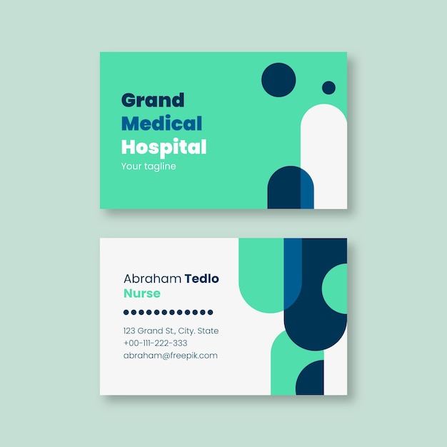 Free vector modern duotone green nursing medical business card