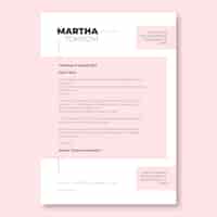 Vettore gratuito modello moderno di lettera martha bicolore rosa chiaro