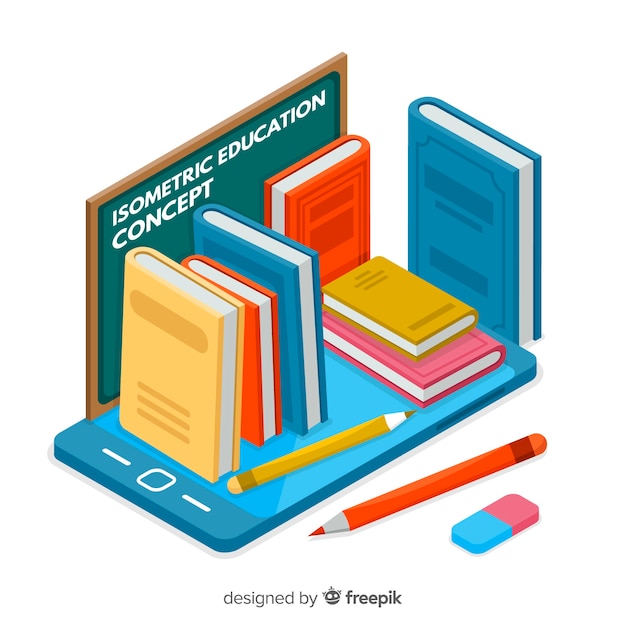 Modern education concept with isometric view