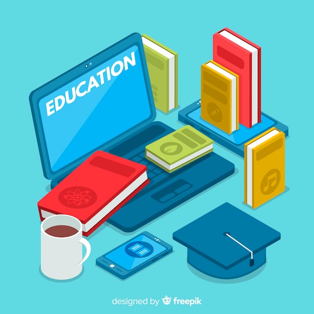 Modern education concept with isometric view