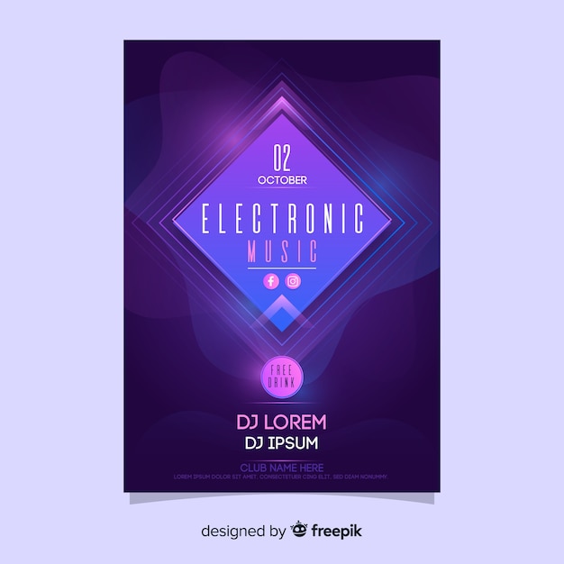 Free vector modern electronic music poster