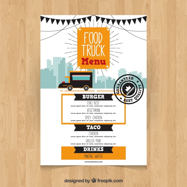 Free vector modern and elegant food truck menu