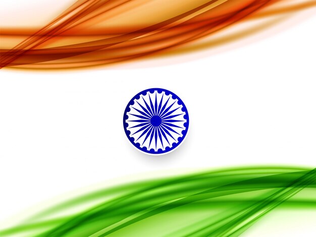 현대 우아한 인도 국기 테마 물결 모양 디자인 배경
