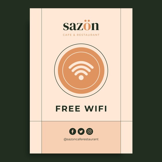 Modern elegant sazon cafe wifi sign template