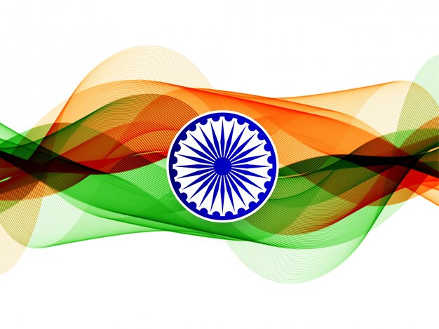 Modern elegant wavy Indian flag background 