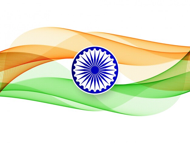 Современный элегантный волнистый фон индийского флага