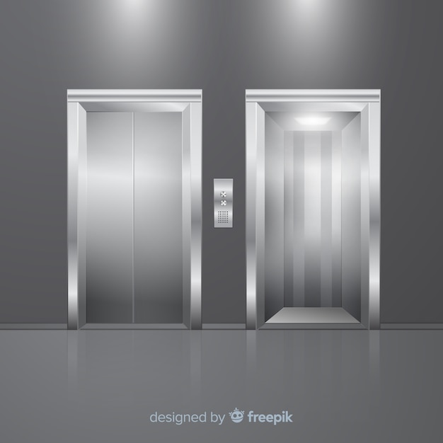 Free vector modern elevator with realistic design