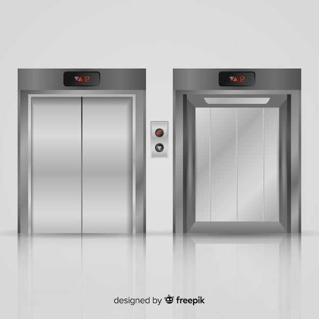 Free vector modern elevator with realistic design