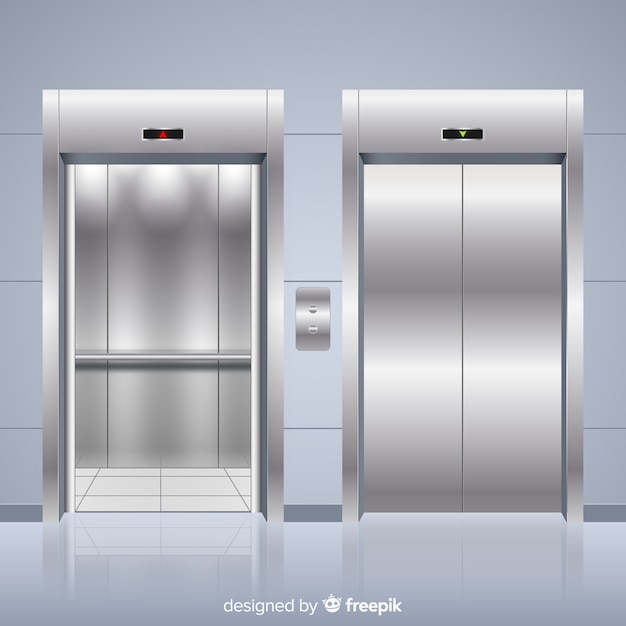 無料ベクター 現実的なデザインのモダンエレベーター