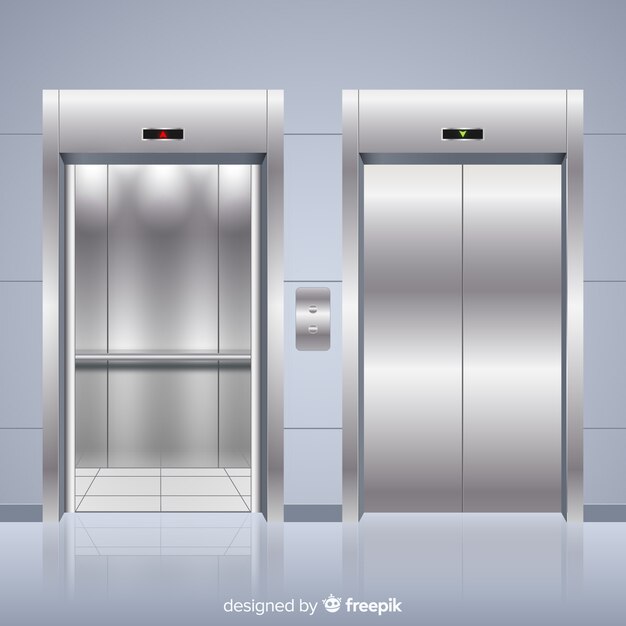 現実的なデザインのモダンエレベーター