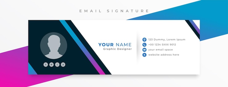 Free Vector modern email signature card template with social media profile