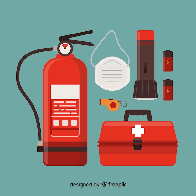 Free vector modern emergency survival kit in flat design