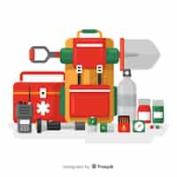 Free vector modern emergency survival kit in flat style