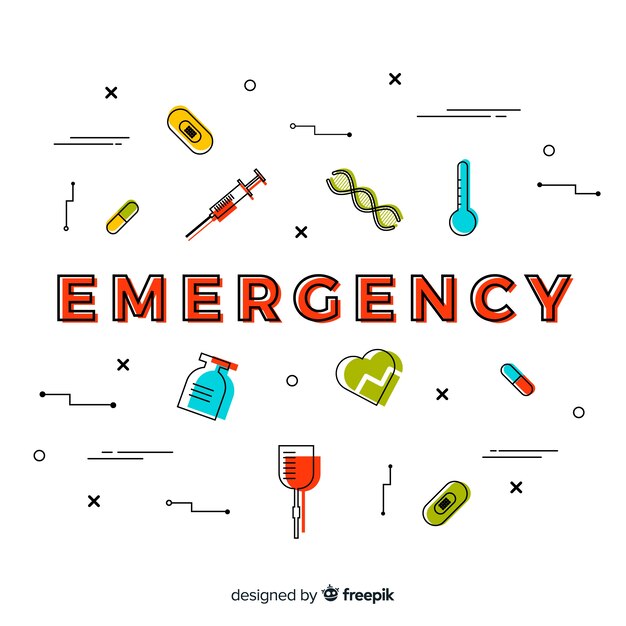 Modern emergency word concept with flat design
