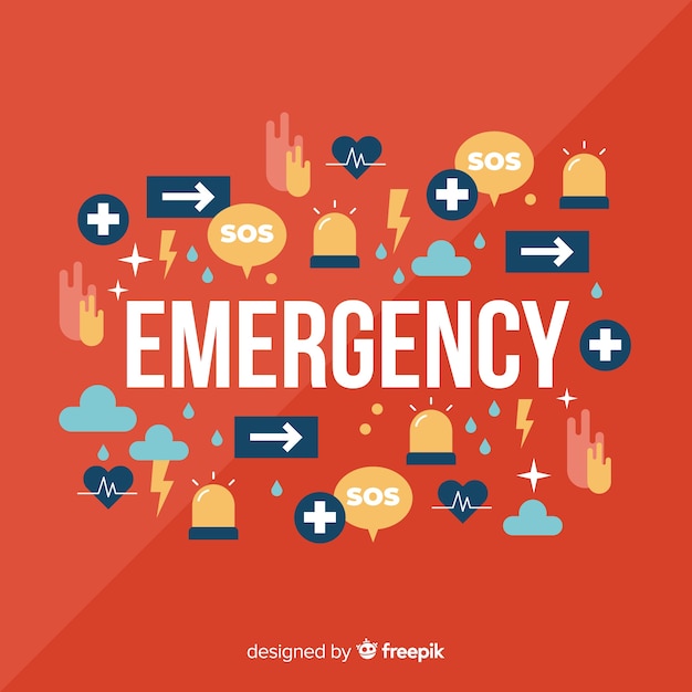 Free vector modern emergency word concept with flat design