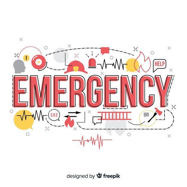 Modern emergency word concept with flat design