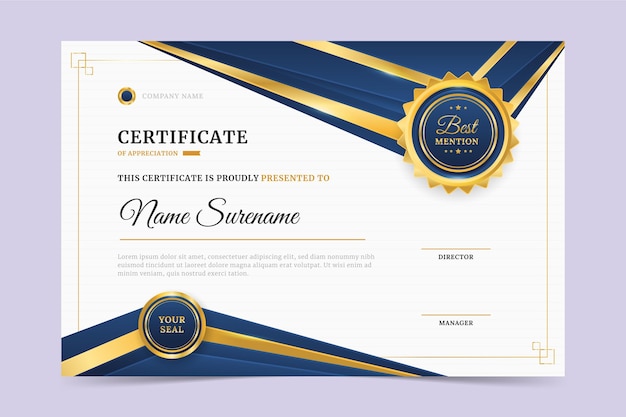 Free vector modern employee of the month certificate