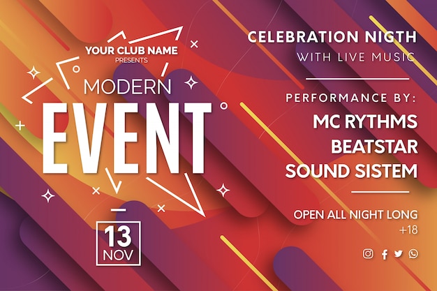 Modern event banner template with degrade background