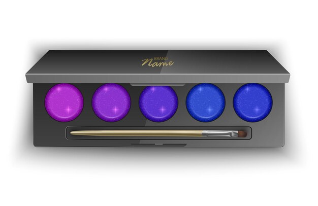 スモーキーアイのためのモダンなアイシャドウパレット 3dイラスト 化粧品の上面図 プレミアムベクター