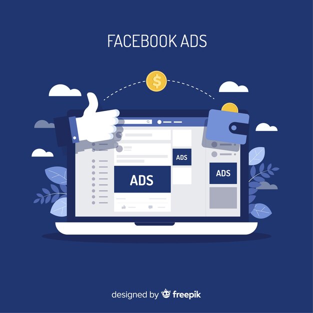 Modern facebook ads concept with flat design