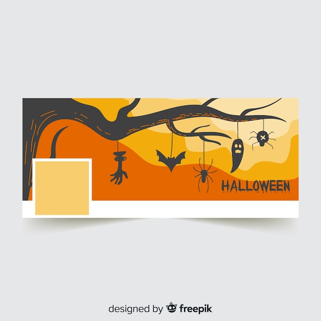 Modern facebook banner with halloween concept