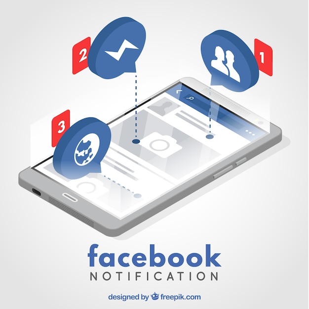 Vettore gratuito moderno concetto di notifica di facebook