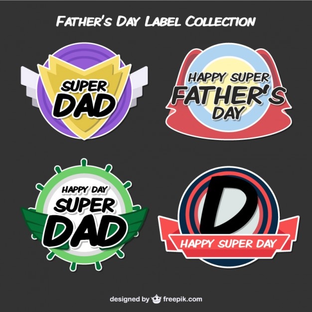 Free vector modern father's day labels