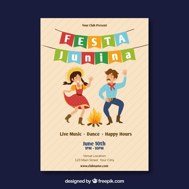 Modern festa junina cover template