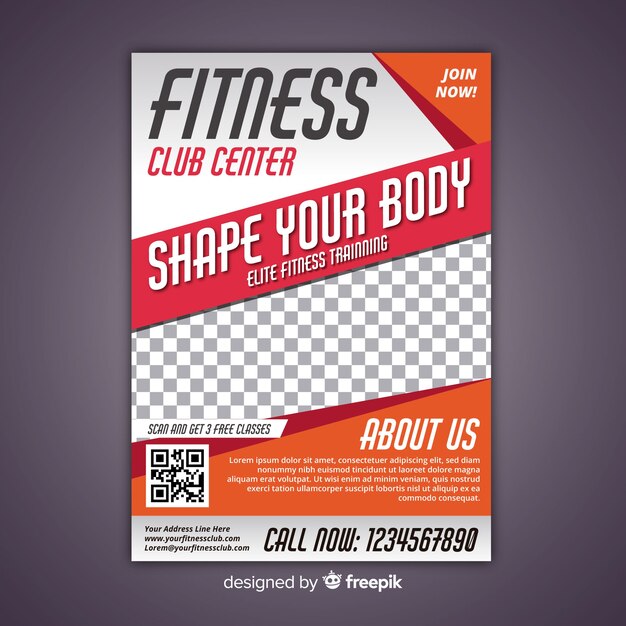 Modern fitness center flyer template