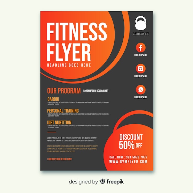 Modern fitness flyer template