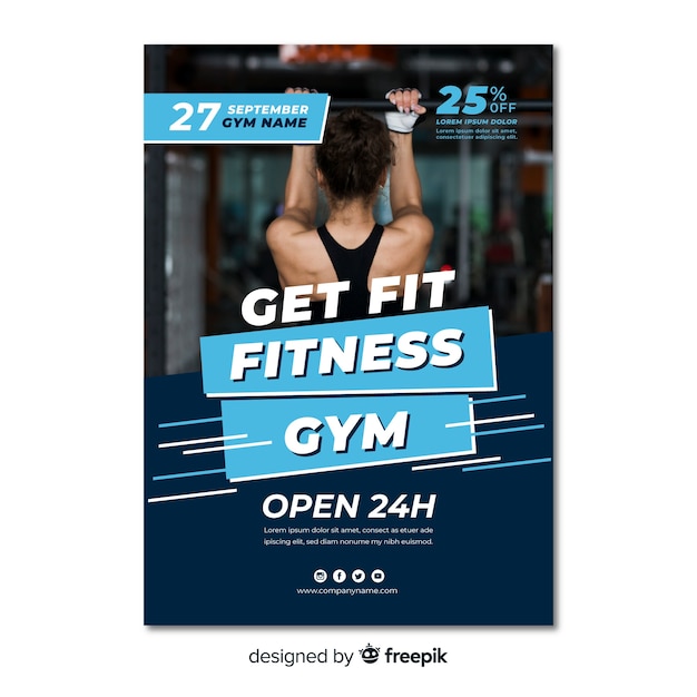 Free vector modern fitness flyer template