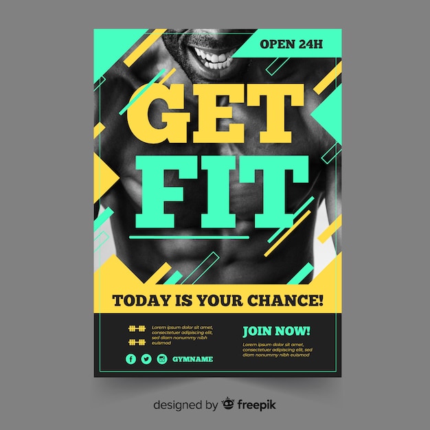 Free vector modern fitness flyer template