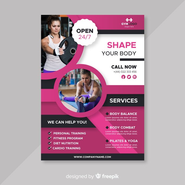 Modern fitness flyer template