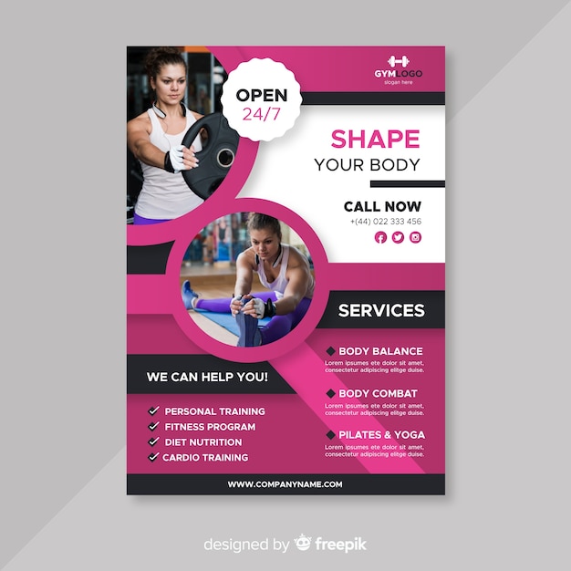 Modern fitness flyer template