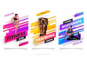 Free vector modern fitness & gym brochure collection