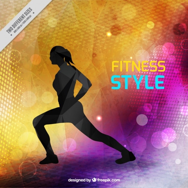 Free vector modern fitness style background with woman silhouette