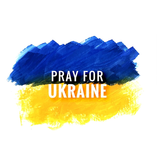 Modern flag theme pray for ukraine with brush stroke design