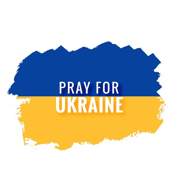 현대 깃발 테마는 브러시 스트로크 디자인으로 우크라이나를 위해 기도합니다.