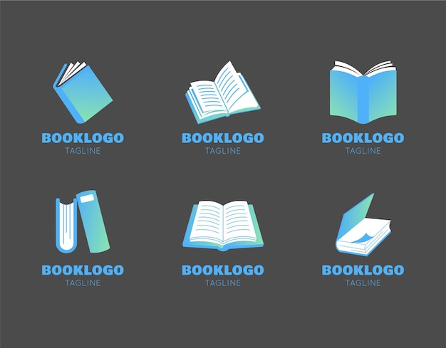 Free vector modern flat book logo pack