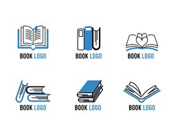 Modern flat book logo set