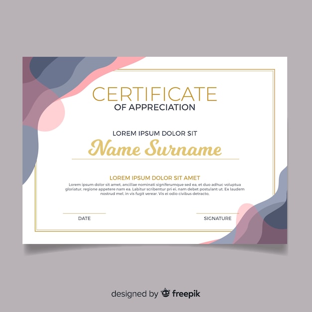 Free vector modern flat certificate template