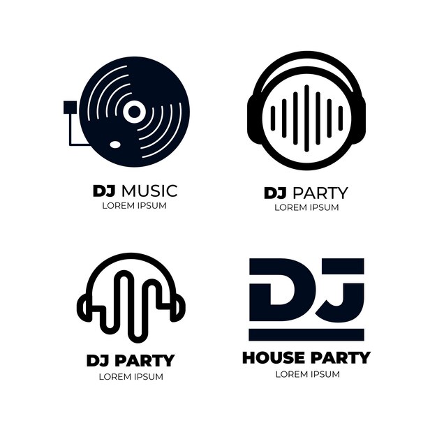 Современная плоская коллекция логотипов dj