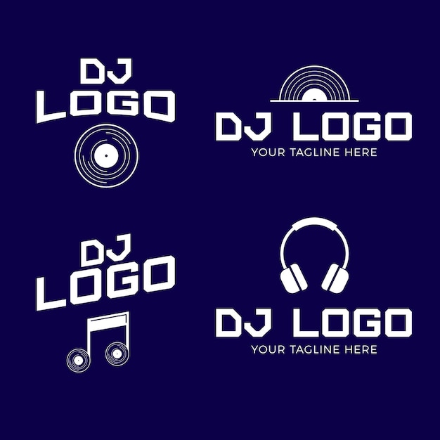 Современная плоская коллекция логотипов dj