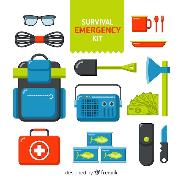 Modern flat emergency survival kit