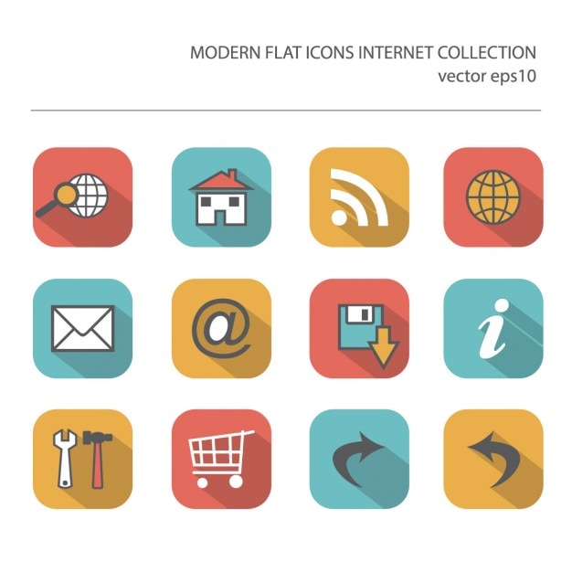 Free vector modern flat icons of internet